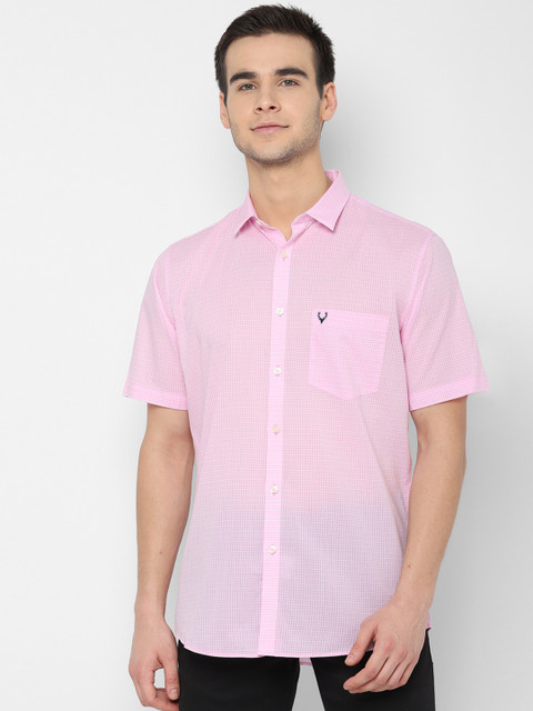 

Allen Solly Men Pink & White Slim Fit Checked Casual Shirt
