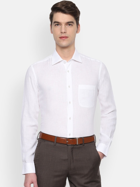 

Louis Philippe Men White Regular Fit Solid Linen Formal Shirt