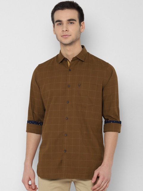 Allen Solly Men Brown Slim Fit Checked Casual Shirt