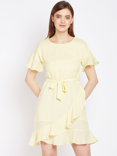 

Oxolloxo Women Yellow Solid A-Line Dress