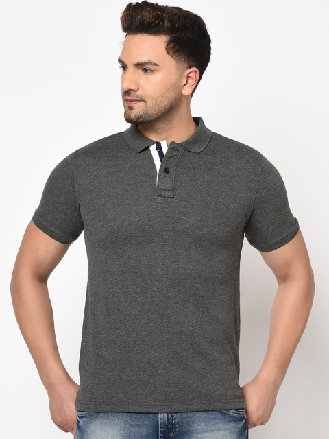 

Austin wood Men Grey Solid Polo Collar T-shirt