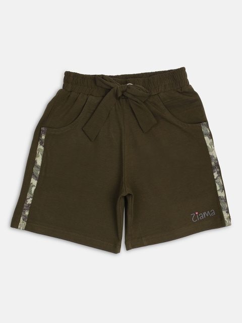 

Ziama Girls Olive Green Solid Regular Fit Regular Shorts