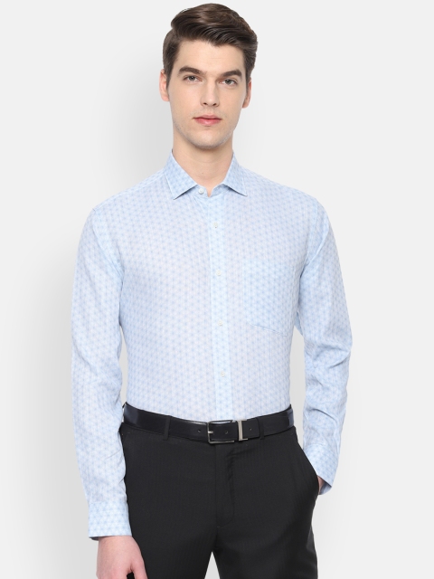 

Van Heusen Men Blue & White Regular Fit Printed Linen Formal Shirt