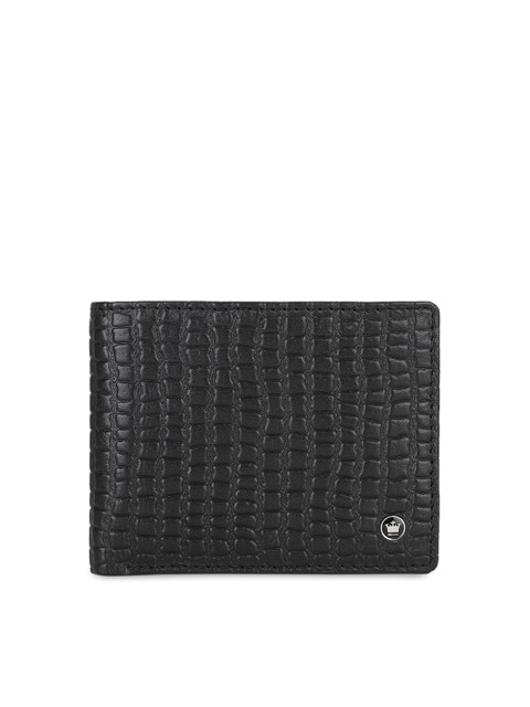 

Louis Philippe Men Black Textured Two Fold Leather Wallet