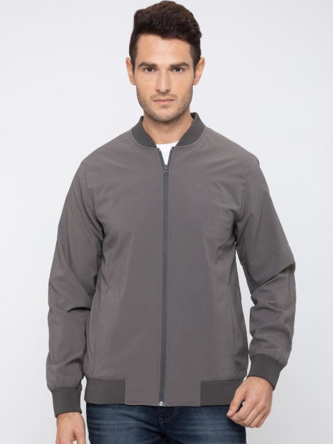 

Globus Men Grey Solid Bomber Jacket