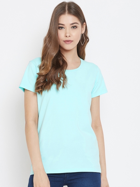 

Okane Women Blue Solid Round Neck T-shirt