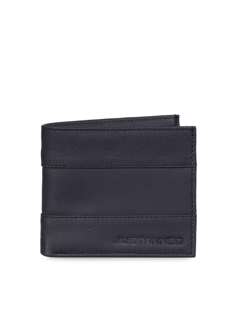 

Justanned Men Black Solid Leather Two Fold Wallet