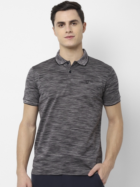 

Allen Solly Men Grey Self Design Polo Collar Pure Cotton T-shirt