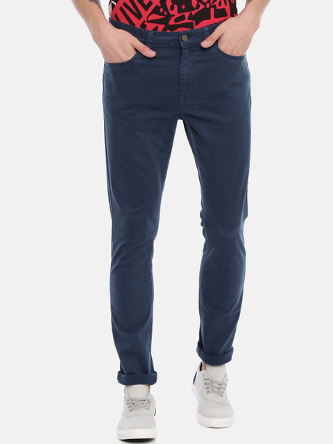 

Breakbounce Men Navy Blue Slim Fit Solid Regular Trousers