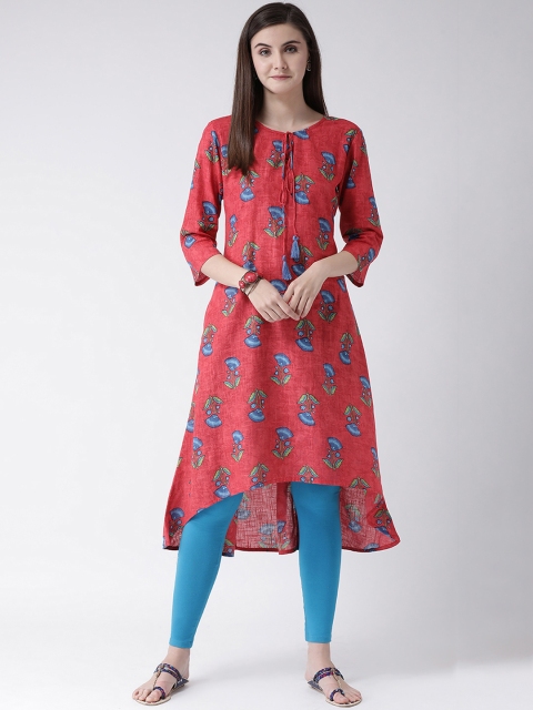

Span Women Red Printed A-Line Kurta