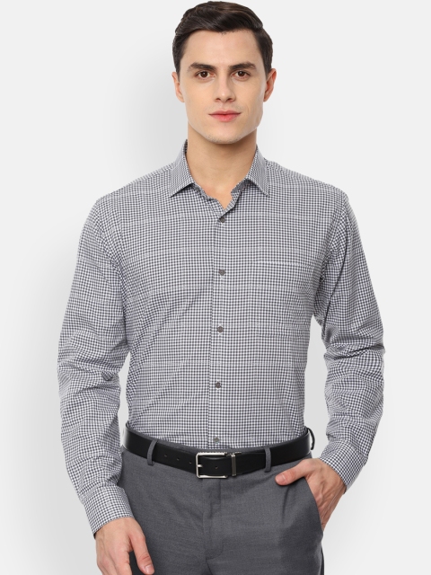 

Van Heusen Men Grey & White Regular Fit Checked Formal Shirt
