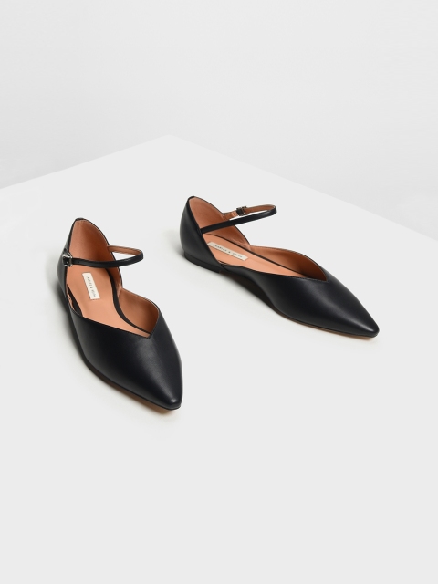 

CHARLES & KEITH Women Black Solid Ballerinas