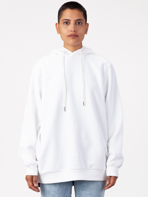 

Bhaane Unisex White Solid Hooded Sweatshirt