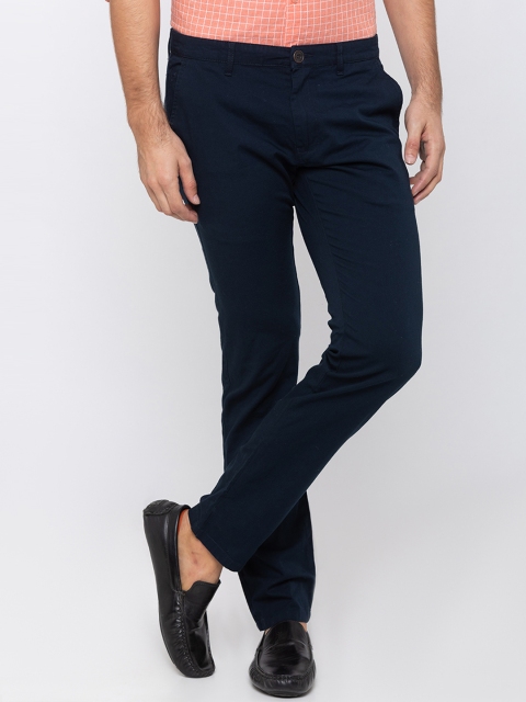 

Globus Men Navy Blue Slim Fit Solid Regular Trousers