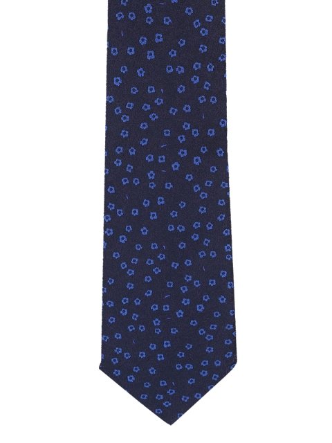 Louis Philippe Navy Blue Woven Design Broad Tie