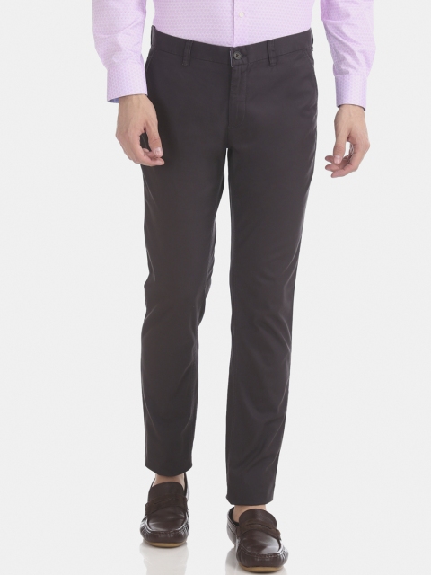 

AD By Arvind Men Charcoal Grey Slim Fit Solid Chinos