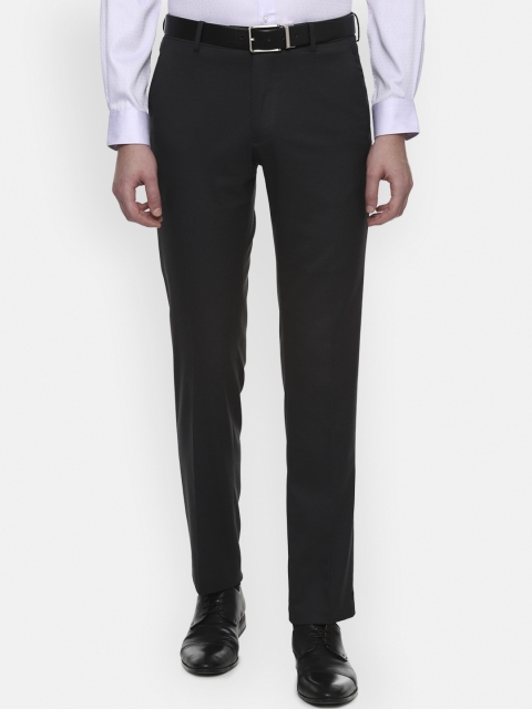 

Van Heusen Men Black Slim Fit Solid Formal Trousers