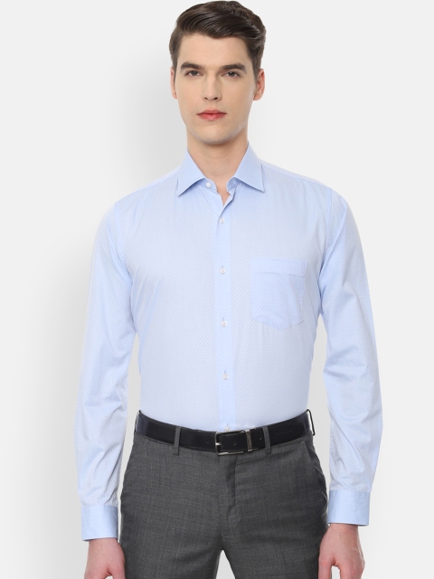 Van Heusen Men Blue Slim Fit Self Design Formal Shirt