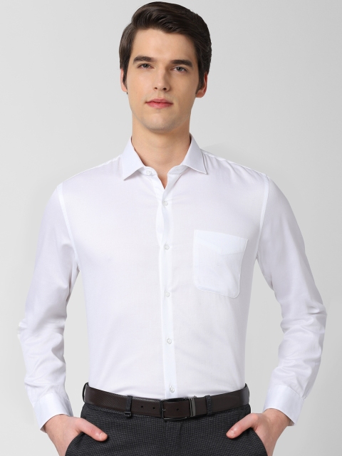 Peter England Elite Men White Slim Fit Self Design Formal Shirt