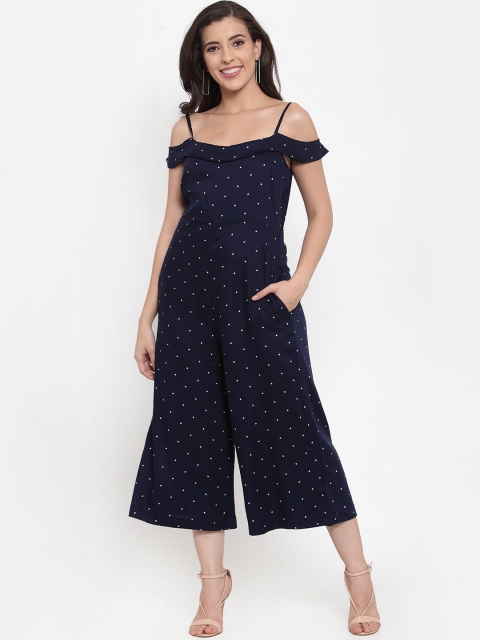 

Just Wow Women Navy Blue Printed Basic Jumpsuit