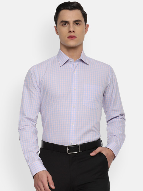 

Van Heusen Men Blue & Beige Slim Fit Checked Formal Shirt