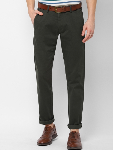 

Allen Solly Men Green Slim Fit Self Design Regular Trousers