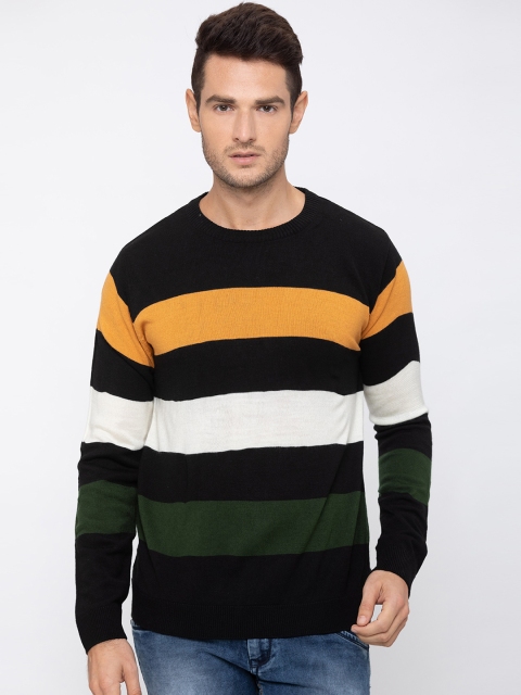 

Globus Men Black & Yellow Striped Pullover Sweater