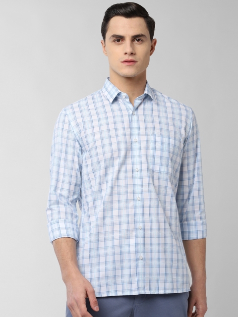 

Peter England Men White & Blue Regular Fit Checked Casual Shirt