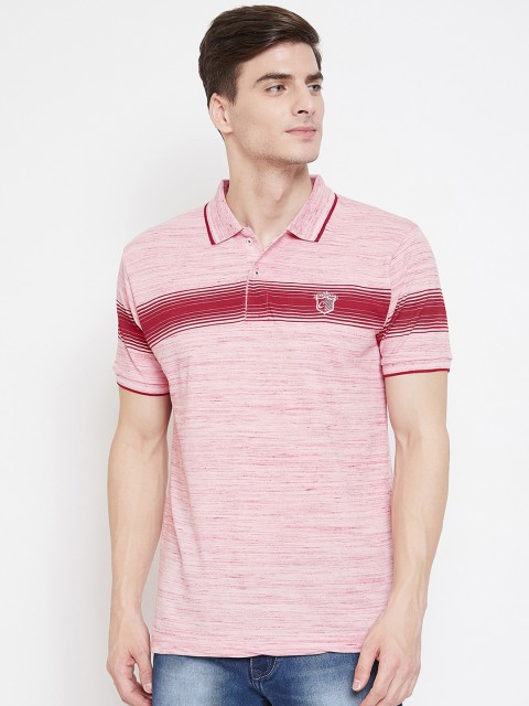 

Camey Men Red Striped Polo Collar T-shirt