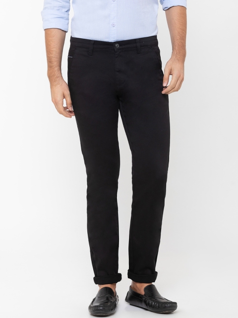 Globus Men Black Regular Fit Solid Trousers
