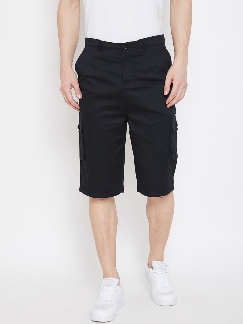 

Hypernation Men Black Solid Regular Fit Cargo Shorts