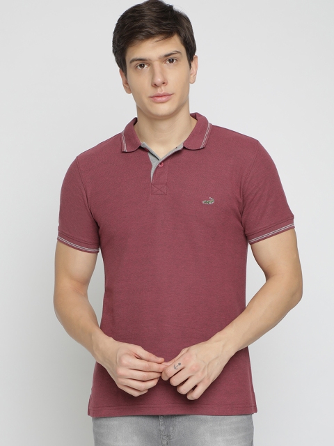 

Crocodile Men Maroon Solid Polo Collar T-shirt