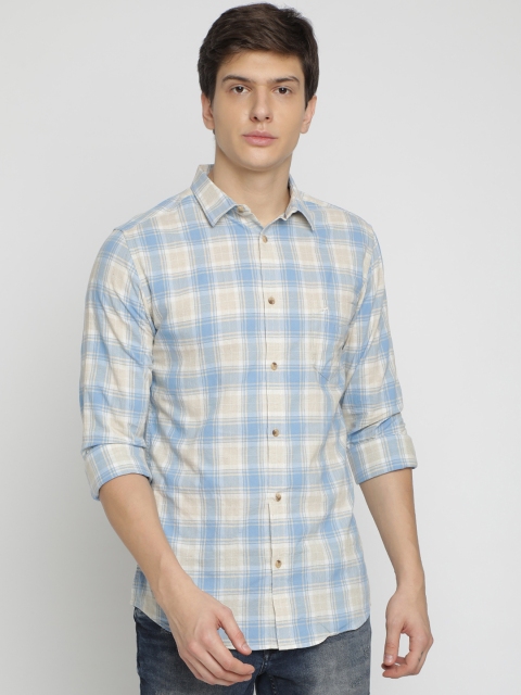 

Crocodile Men Blue & Beige Slim Fit Checked Casual Shirt