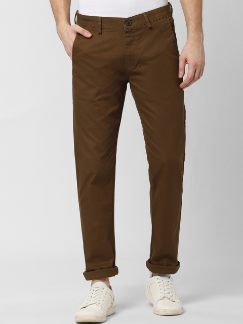 

Peter England Casuals Men Olive Brown Slim Fit Self Design Regular Trousers