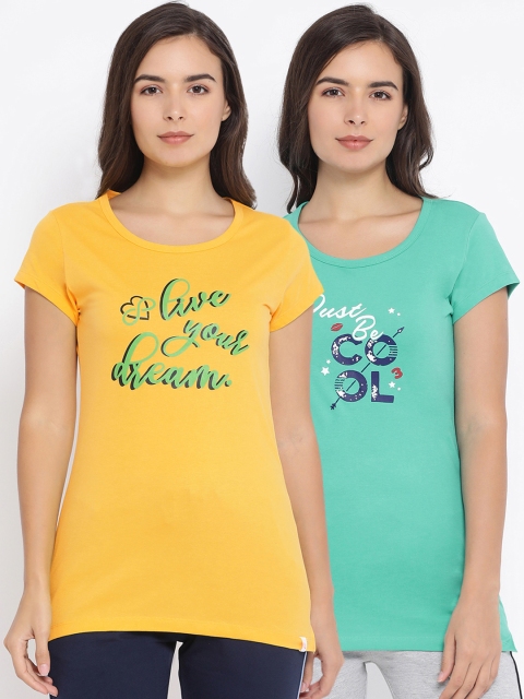 

Macrowoman W-Series Women Pack Of 2 Printed Lounge T-Shirts, Sea green