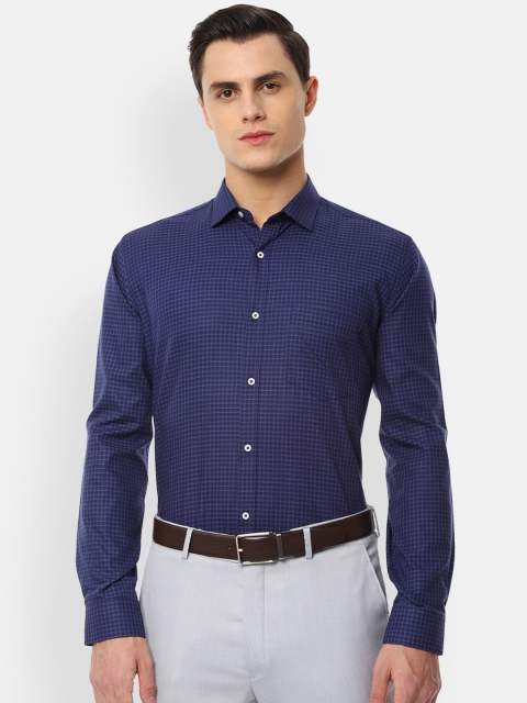 

Van Heusen Men Navy Blue Regular Fit Checked Formal Shirt