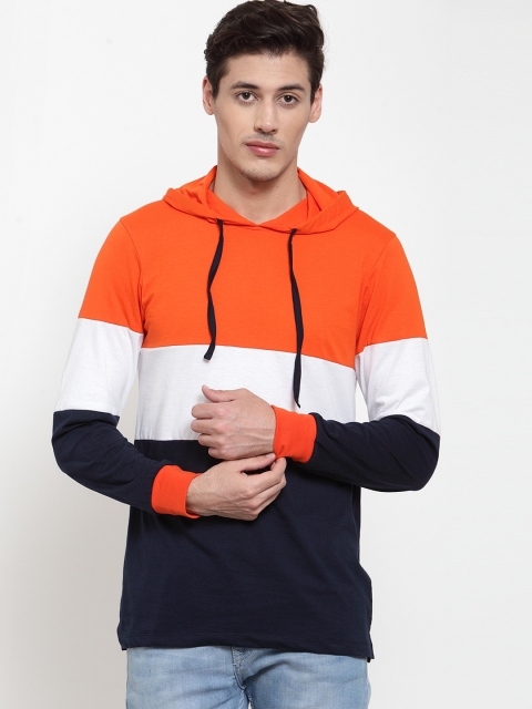 

Kalt Men Navy Blue Colourblocked Hood T-shirt