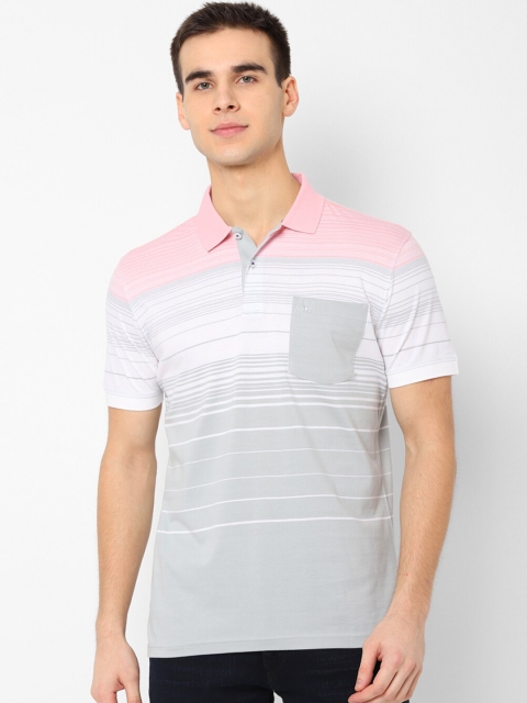 

Allen Solly Men Grey Striped Polo Collar T-shirt