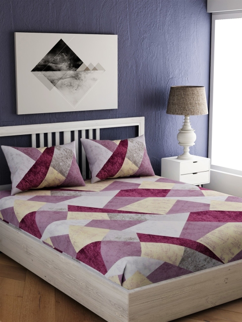 

EverHOME Multicoloured Geometric 210 TC Cotton 1 Queen Bedsheet with 2 Pillow Covers, Multi