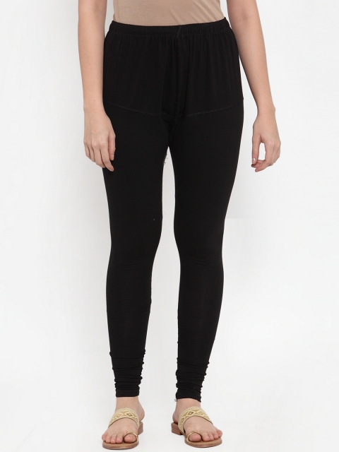 

Jompers Women Black Solid Churidar-Length Leggings