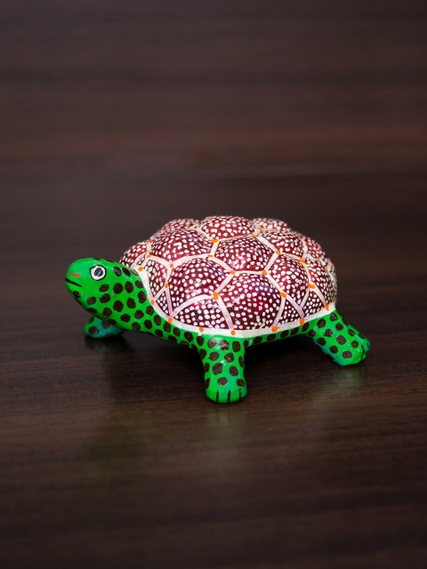 

Golden Peacock Green & Maroon Handcrafted Tortoise Showpiece