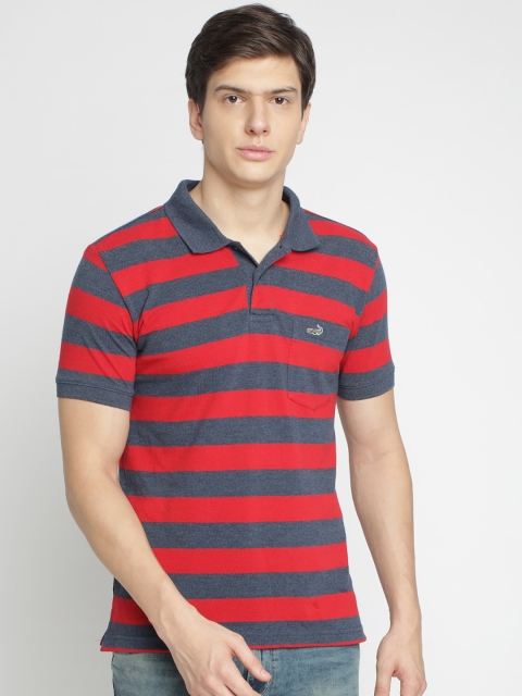 

Crocodile Men Red Striped Polo Collar T-shirt