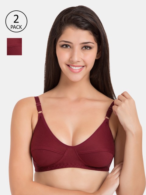 

Souminie Pack of 2 Magenta Solid Non-Wired Non Padded Everyday Bras S-138-3PC-MG-30B