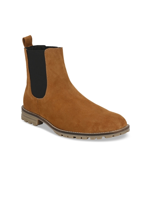 

Hi RELs Men Khaki Solid Suede High-Top Flat Boots