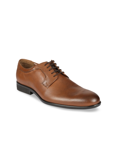 

ATTILIO by Ruosh Men Tan Brown Solid Leather Formal Derbys
