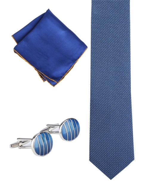

Louis Philippe Men Blue & Silver-Toned Patterned Accessory Gift Set