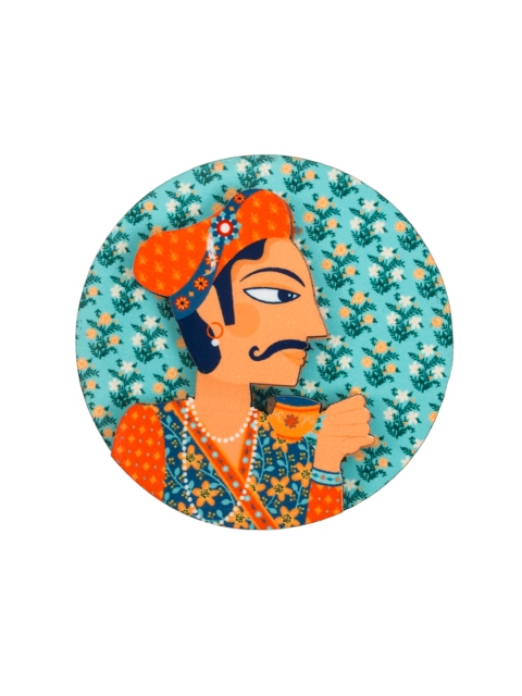 

Chumbak Teal Blue & Orange Regally Romantic Raja Printed Fridge Magnet
