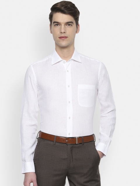 

Louis Philippe Men White Regular Fit Solid Linen Formal Shirt