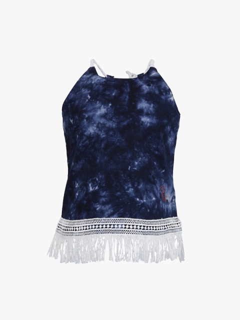 

TALES & STORIES Girls Navy Blue Tie & Dye Top