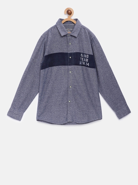

TALES & STORIES Boys Grey Regular Fit Printed Casual Shirt